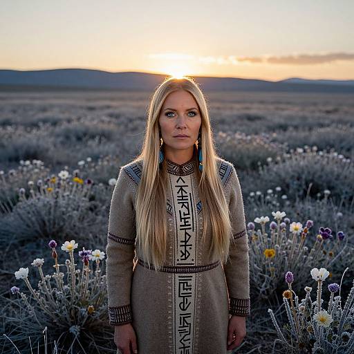 Arctic Native American Portrait in Sunset