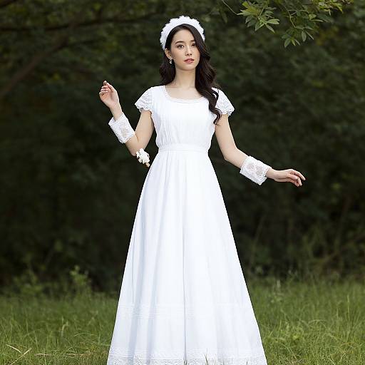 Woman in White Cotton Dress