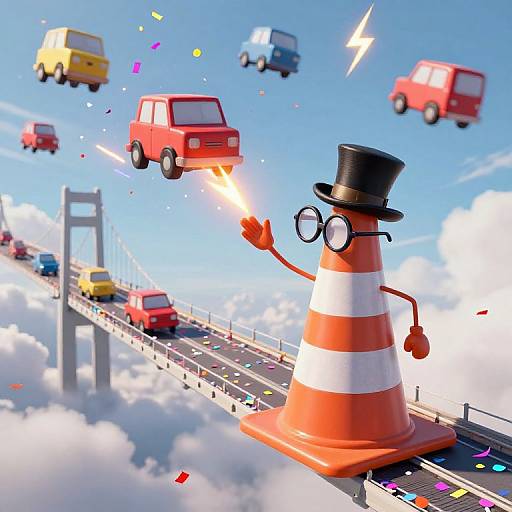 Sentient Traffic Cone Directing Flying Cars