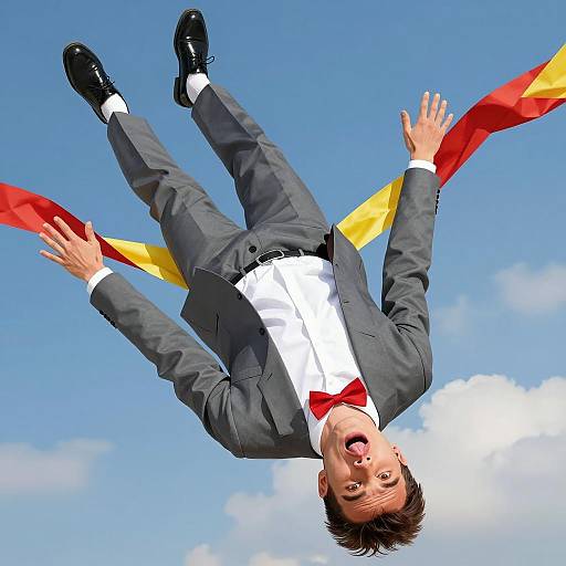 Upside Down Man in Gray Suit