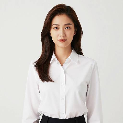 Professional Woman in White Office Blouse