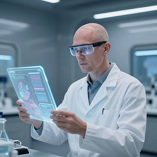 Futuristic Scientist with Smart Glasses