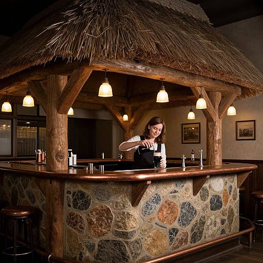 Vintage Thatched Pub Interior Scene
