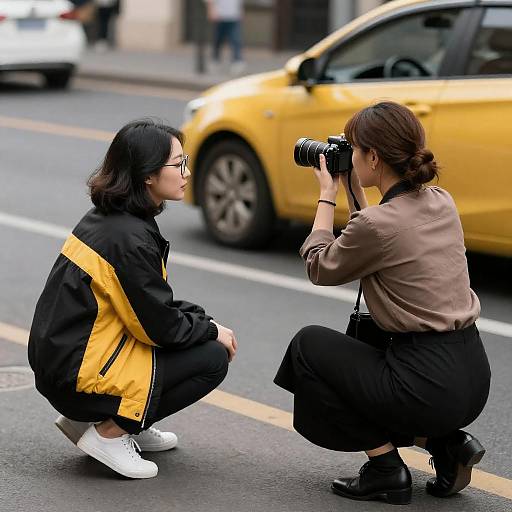 Two Women Shooting on City Street