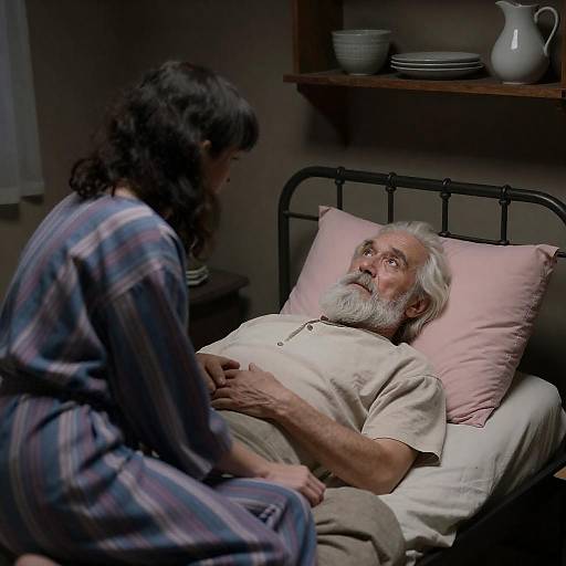 Intimate Scene with Elderly Couple in Bed