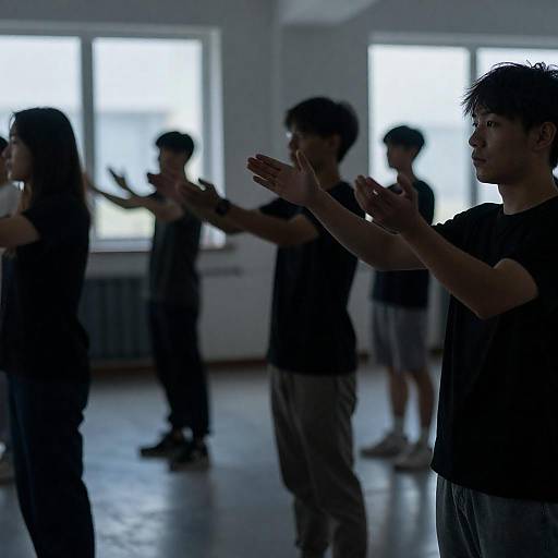 Moody Blue Group with Outstretched Arms