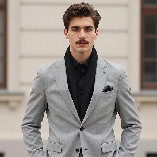 Stylish Young Man in Light Gray Suit