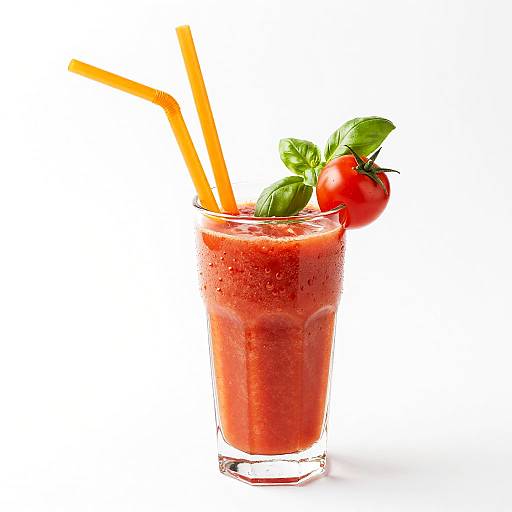 Tomato Smoothie with Basil Garnish