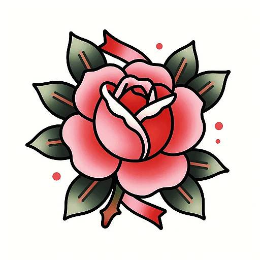 Neo Traditional Rose Tattoo Design