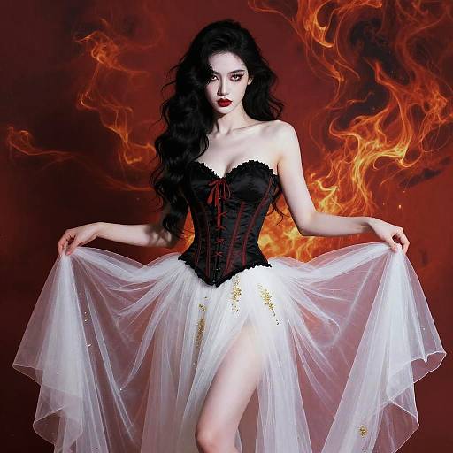 Striking Woman in Fiery Elegance