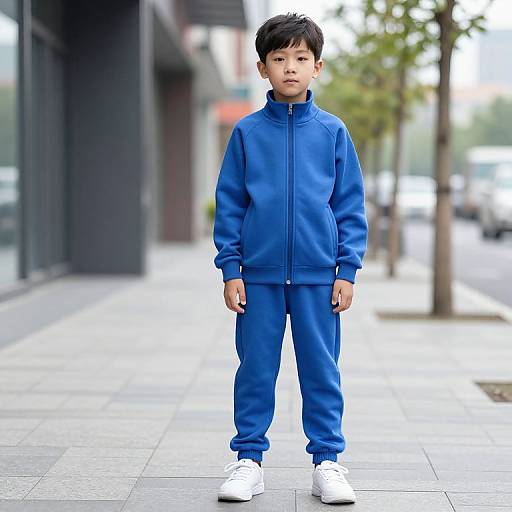 Boy in Blue Tracksuit Urban Scene
