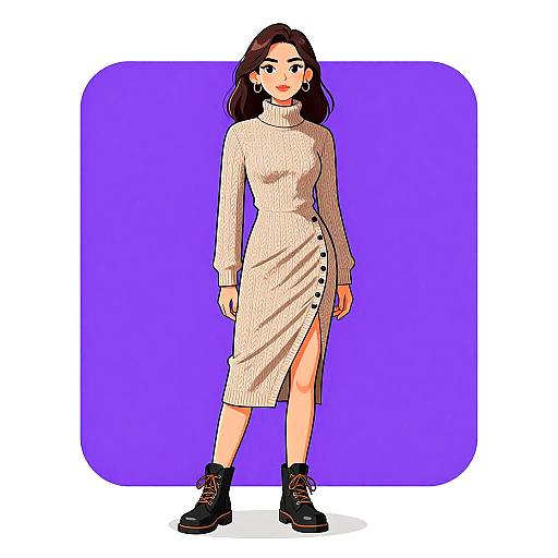 Urban Woman in Textured Knit Dress