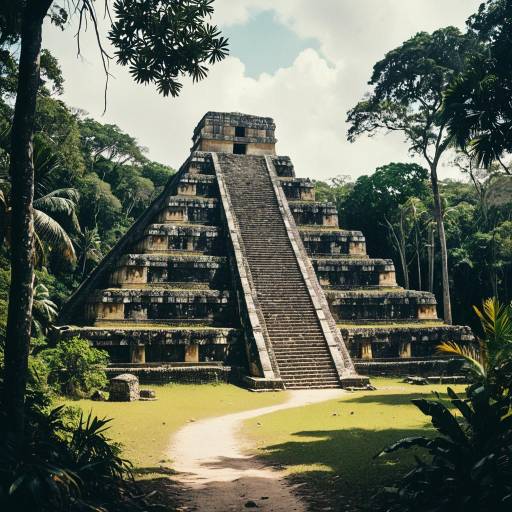 Ancient Mayan Pyramid in Dense Jungle