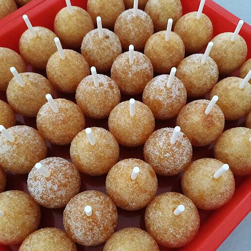 Sugared Dough Balls in Red Tray