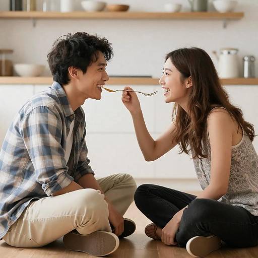 Joyful Dining Moment in the Kitchen