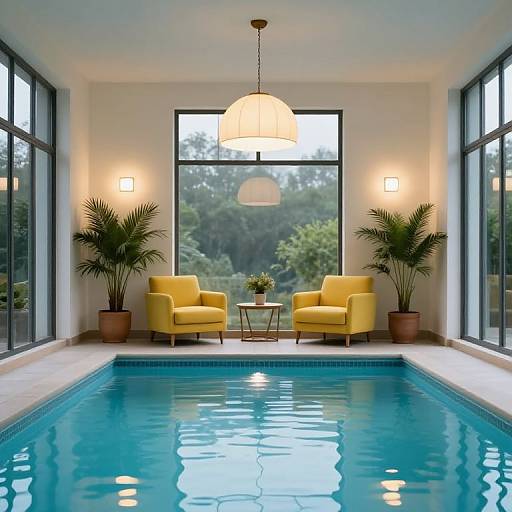 Luminous Indoor Pool with Yellow Chairs