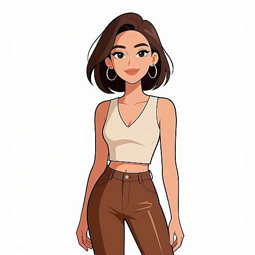 Chic Smiling Woman in Stylish Outfit