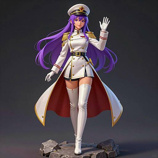 Confident Female Military Character Illustration