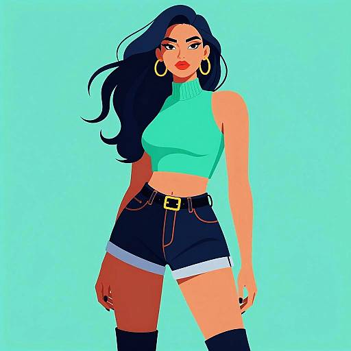 Bold Urban Fashion Illustration of Confident Woman