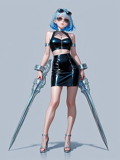 Chic Woman in Black Two-Piece Ensemble