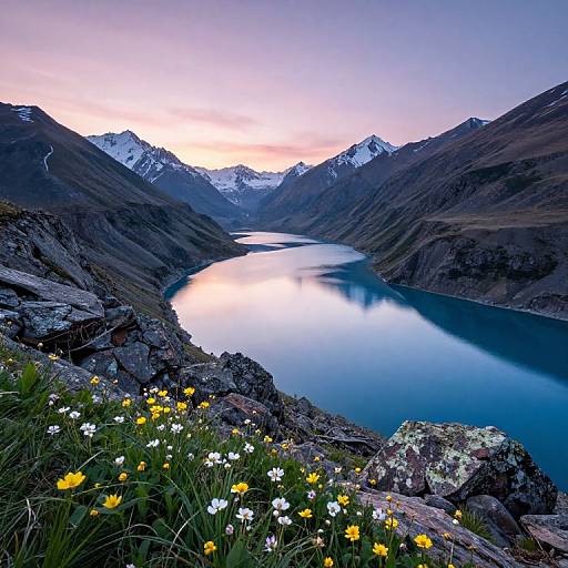 Meandering Mountain River at Dawn