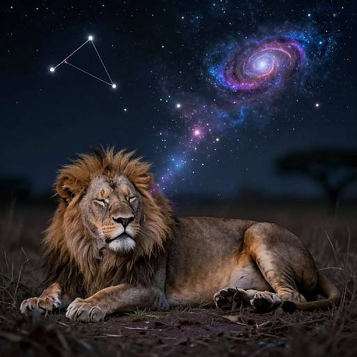 Lions with Galaxy Collars and Stardust Purrs