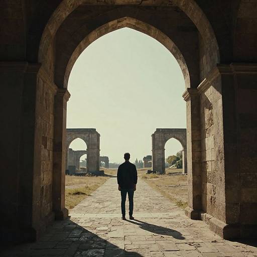 Solitary Figure Beneath Timeless Archway