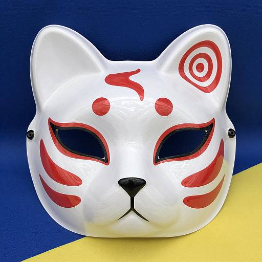 Ceramic Cat Mask with Bold Features