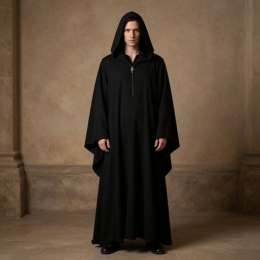 Wiccan Ritual Man in Black Robe