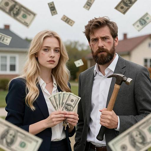 Blonde Woman and Bearded Man in Conflict