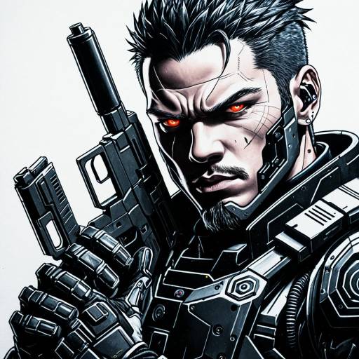 Cyberpunk Cyborg with Guns