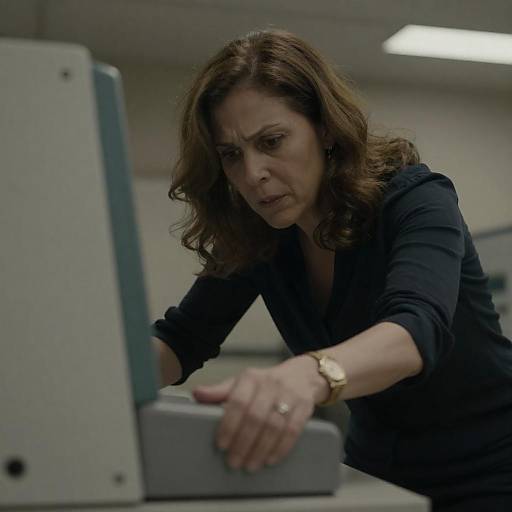 Intense Middle-Aged Woman with Machine