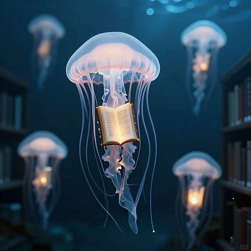 Giant Jellyfish in Subterranean Library