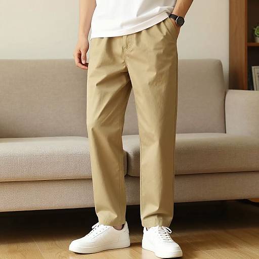 Casual Khaki Pants Outfit Indoors