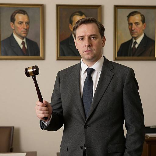 Man with Gavel in Otto Dix Style