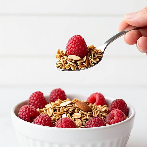 Vegan Almond Granola with Fresh Raspberries
