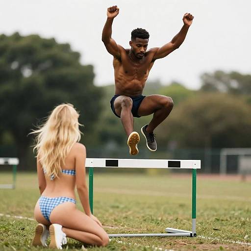 Outdoor Athletic Moment with Two Friends