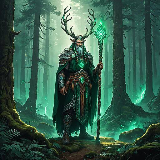 Forest Guardian Druid with Glowing Staff