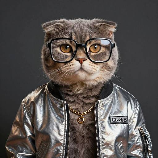 Cyberpunk Scottish Fold with 80s Glasses