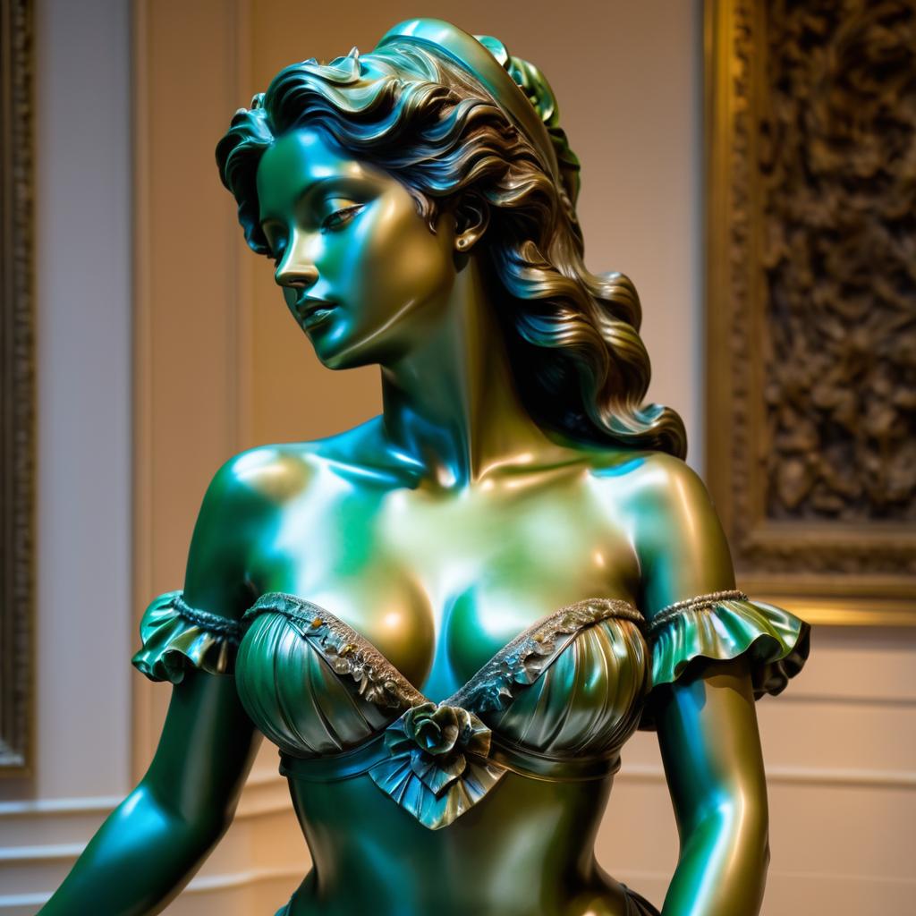 Seductive Bronze Statue in Photorealism