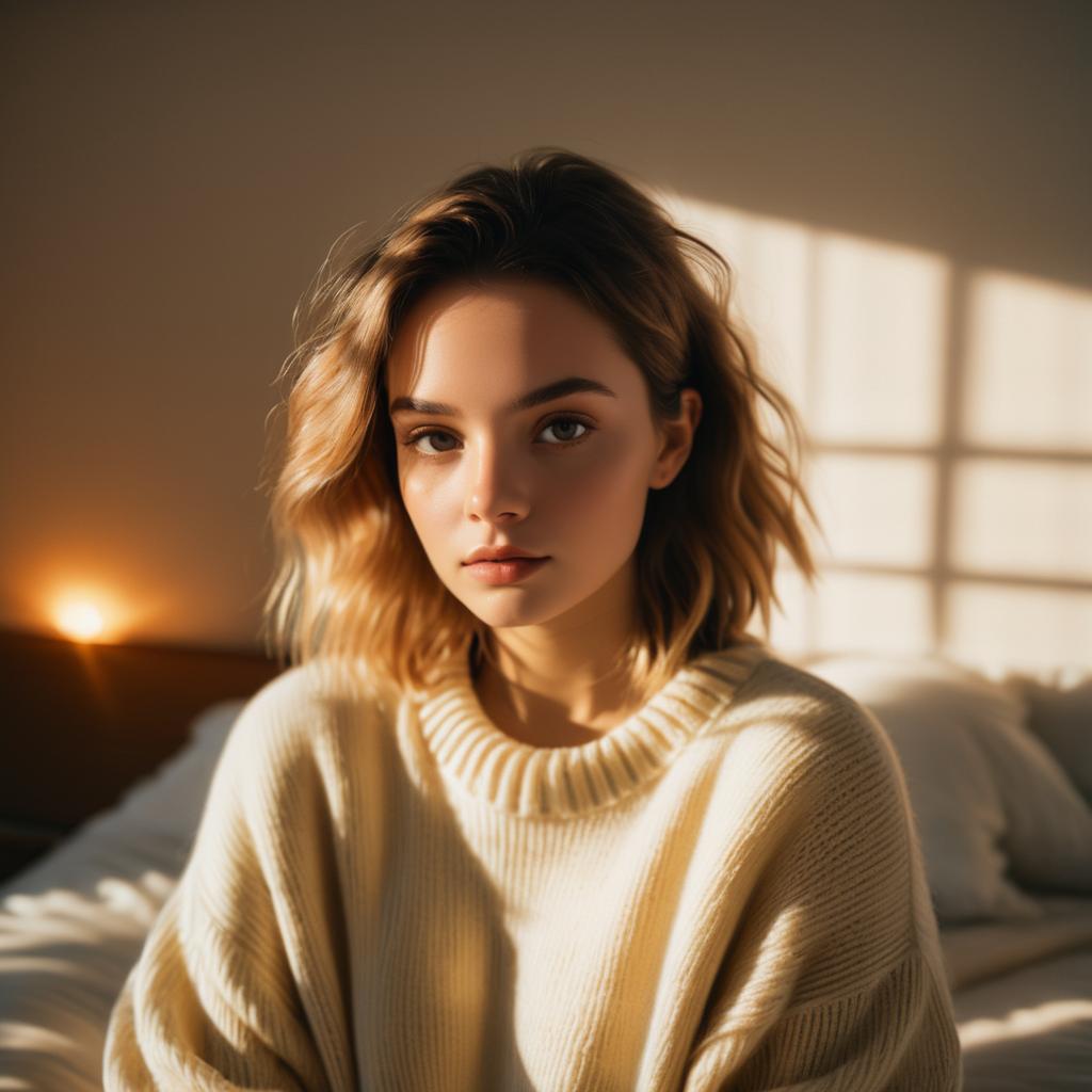 Sunlit Portrait of a Young Woman