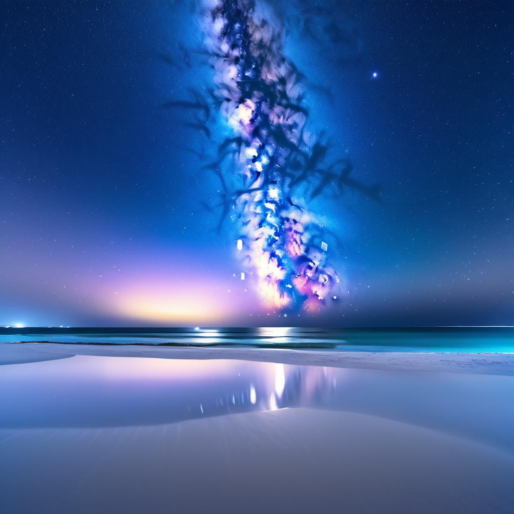 Serene Beach Under a Starry Sky