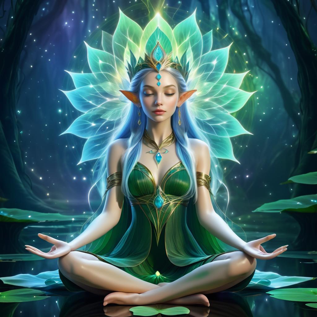 Mystical Elf Princess in Lotus Pose