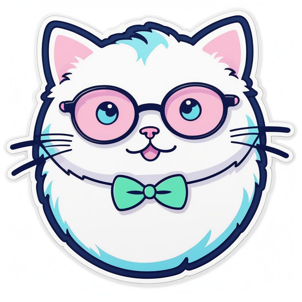 Kawaii Cat Sticker Design in Pastel