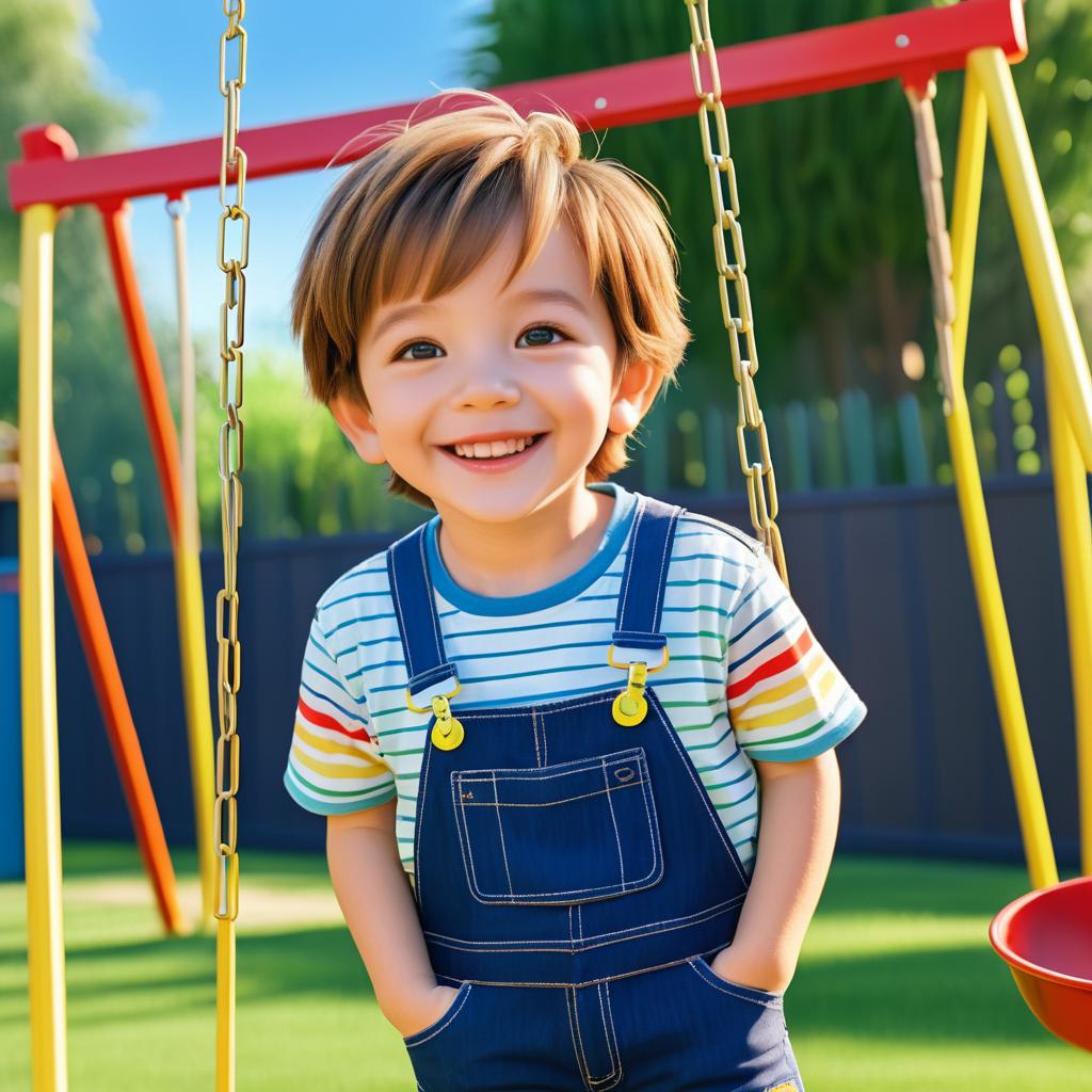 Cheerful Pixar-Style Boy in Backyard