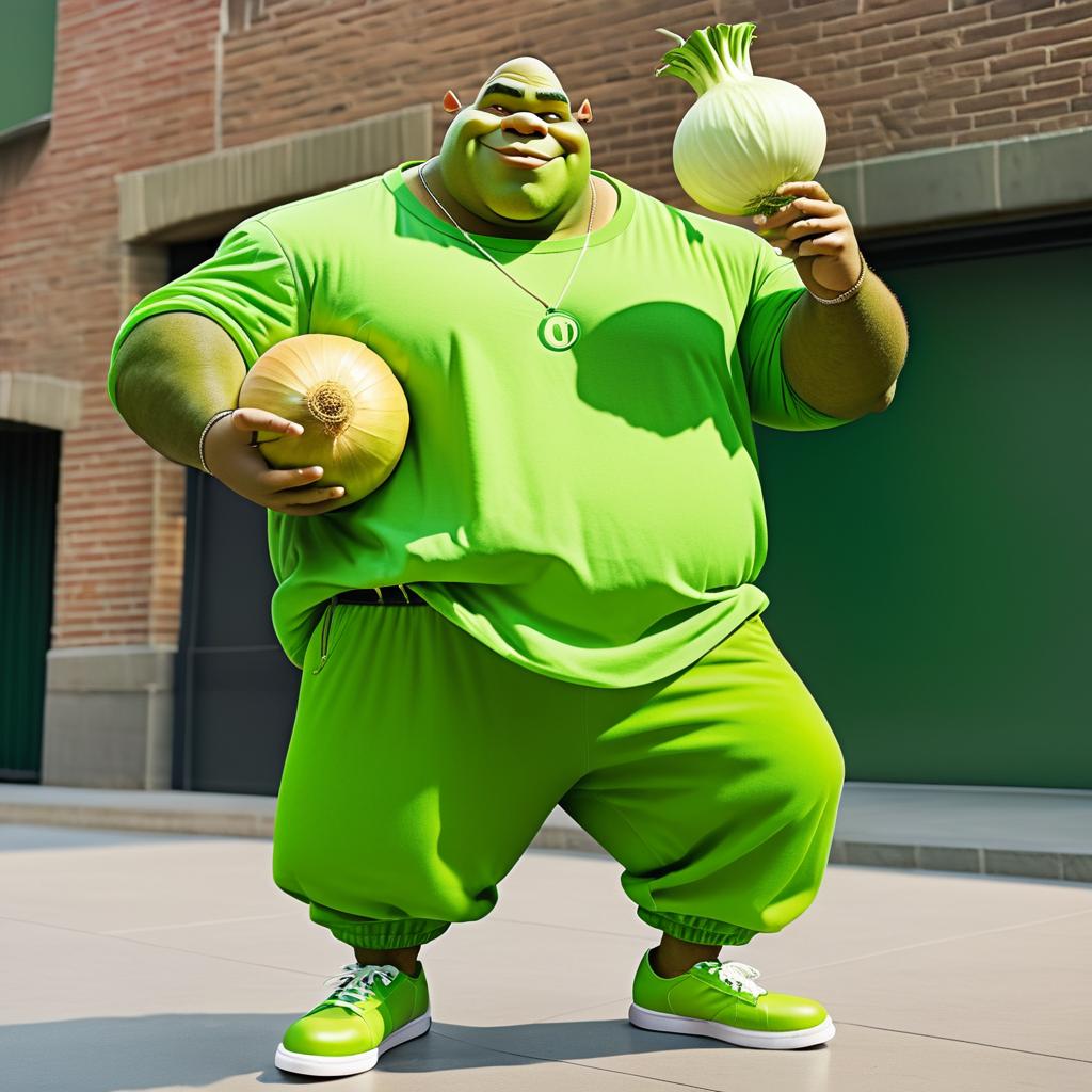 Hip-Hop Shrek Character with Giant Onion