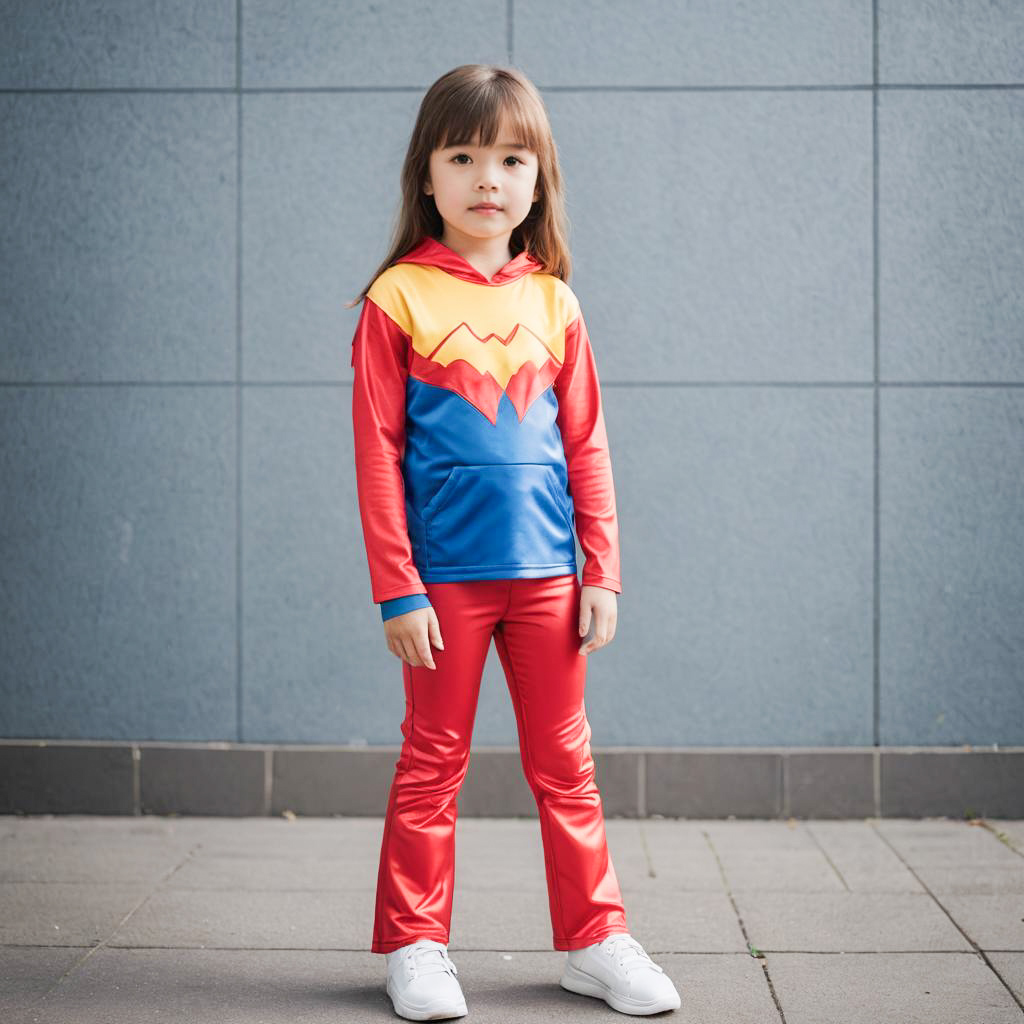 Superhero Kid in Flare Leggings Outfit