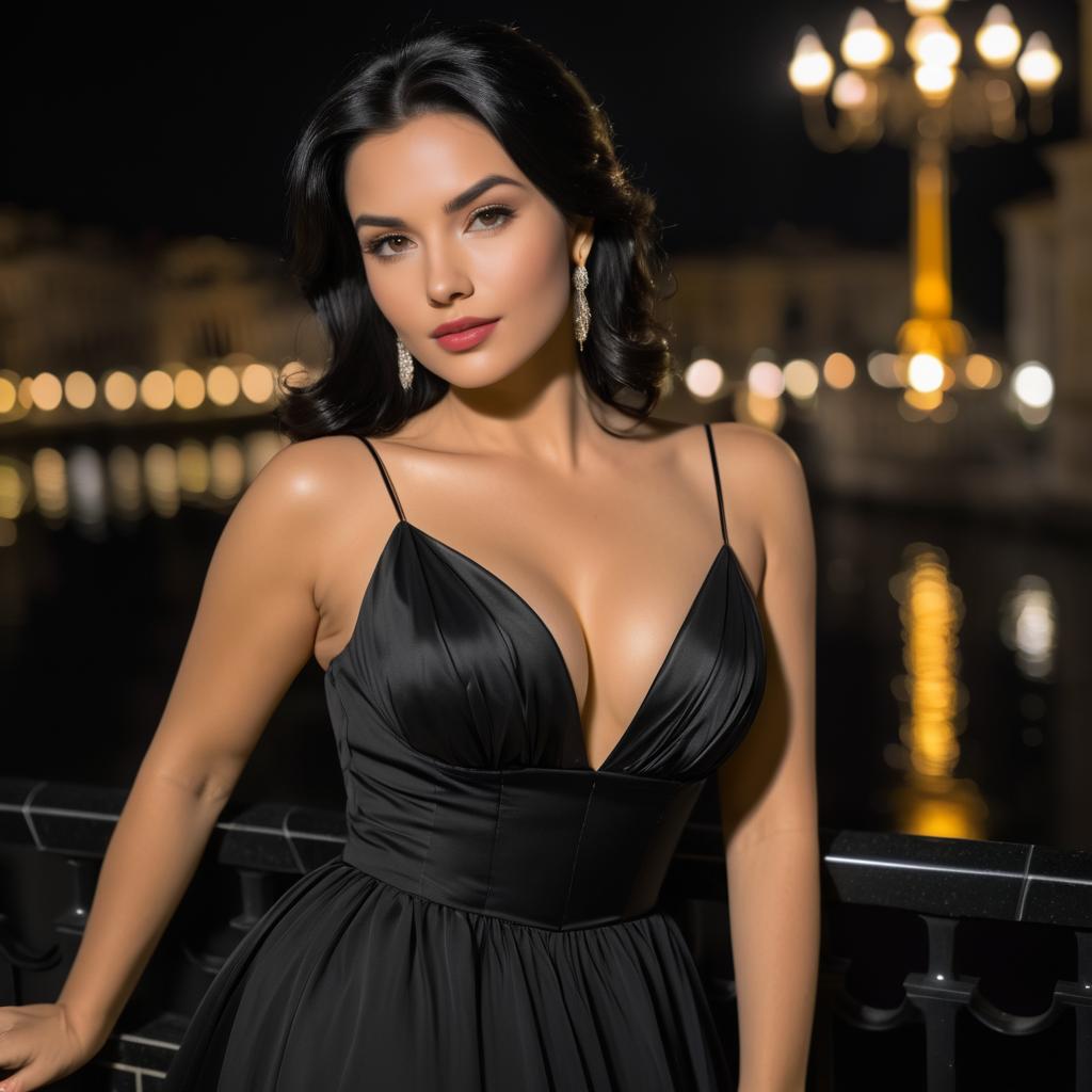 Elegant Italian Lady in Evening Gown