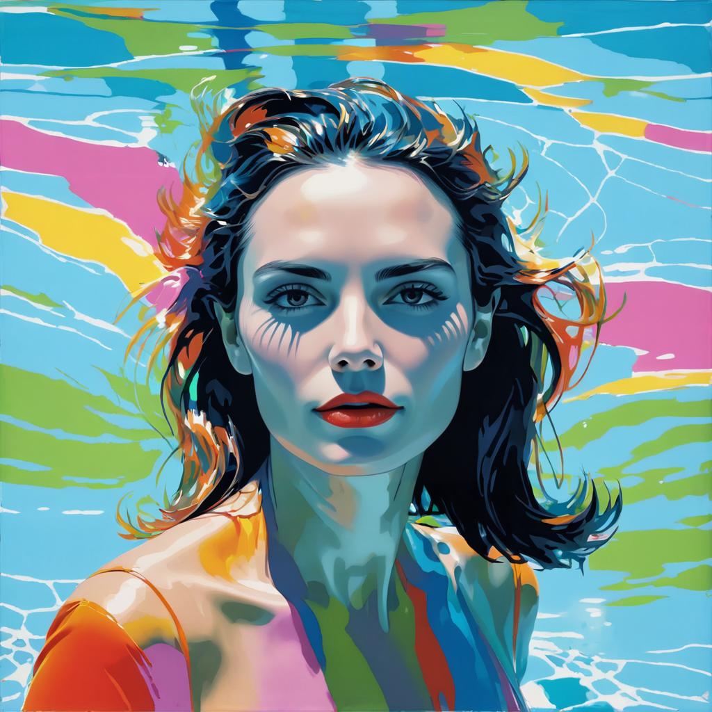 Impressionist Beauty of a Woman in Pool