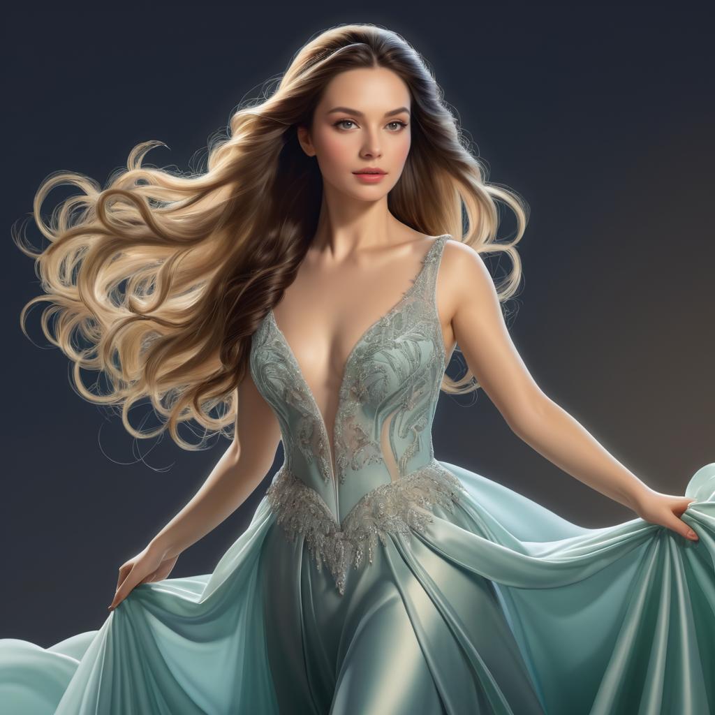 Elegant Woman in Flowing Gown Portrait